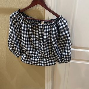 Black and white checks crop top H&M